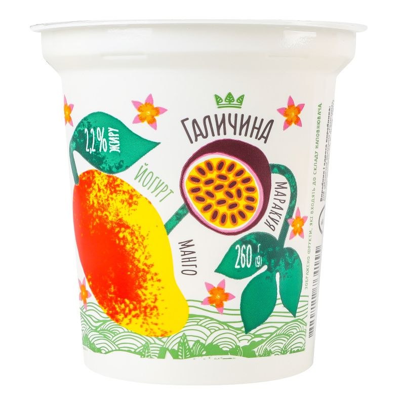 Йогурт десертний Галичина Манго-Маракуйя 2,2% 260г